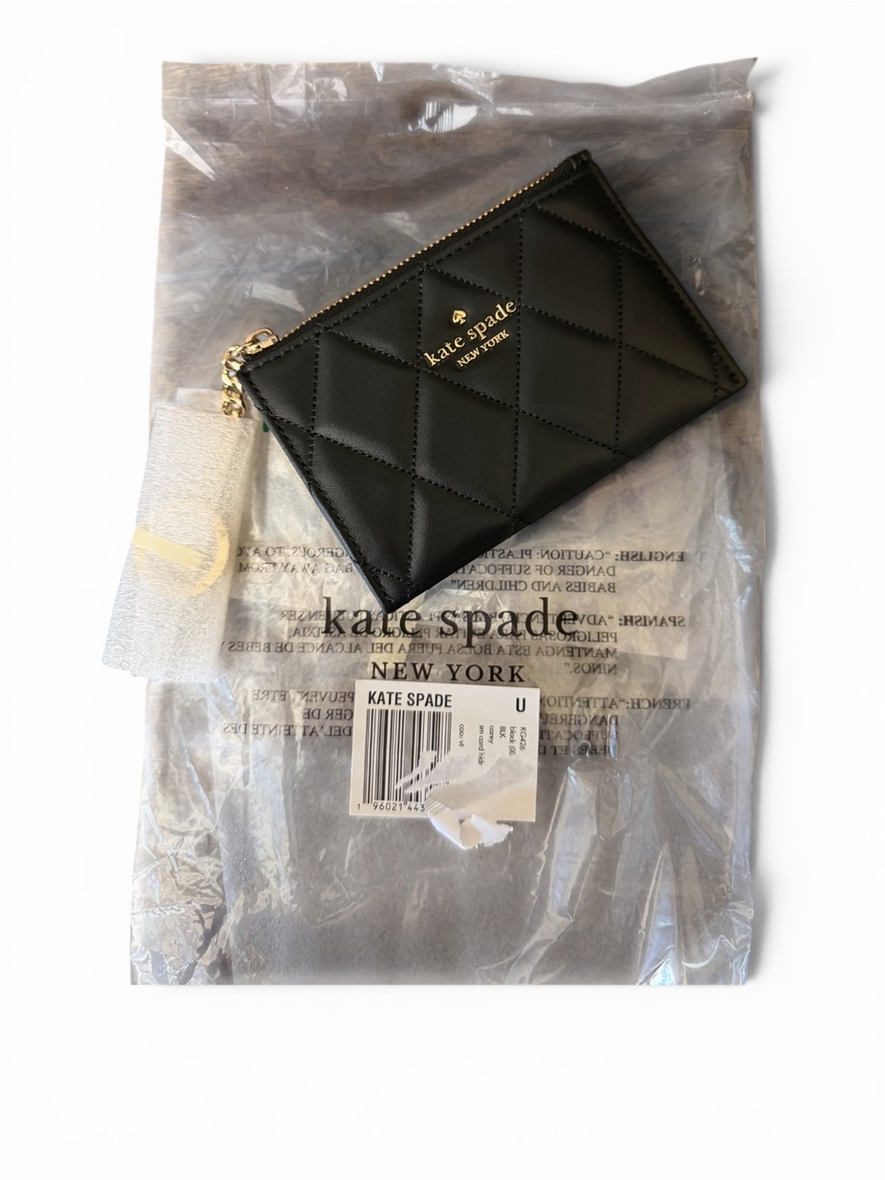 ✨NWT - Kate Spade Carey Smooth Quilted Black Key Ring Card Holder✨ - Picture 5 of 5